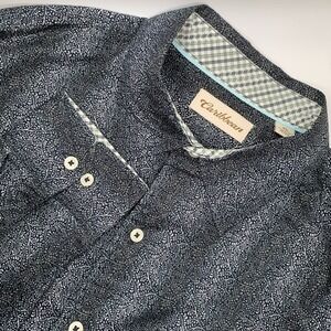Caribbean Men's Button Up Long Sleeve Shirt Gray Paisley Stripe Cotton XL